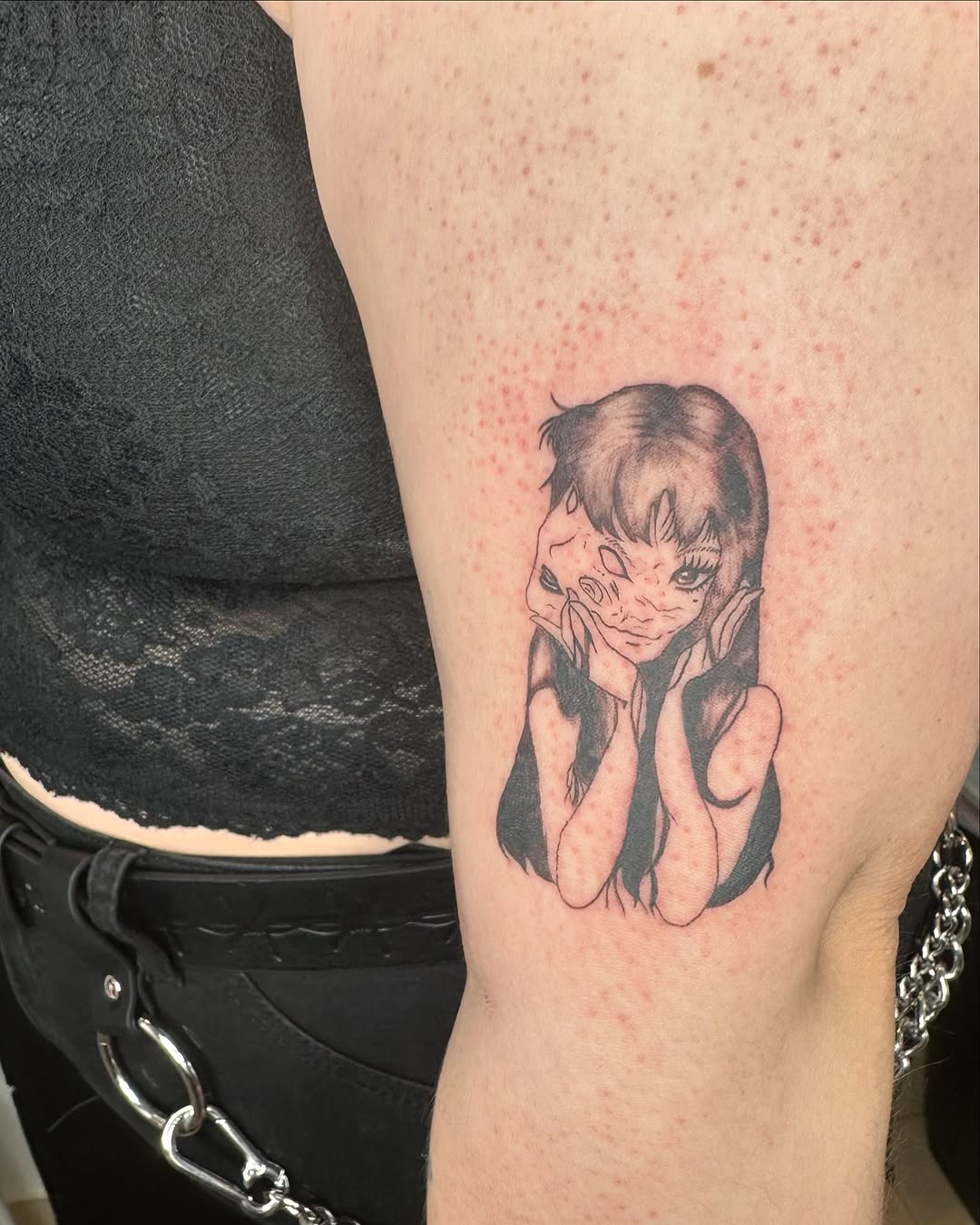 Tattoo by @cherryy.tattooist — illustrative, black_and_grey