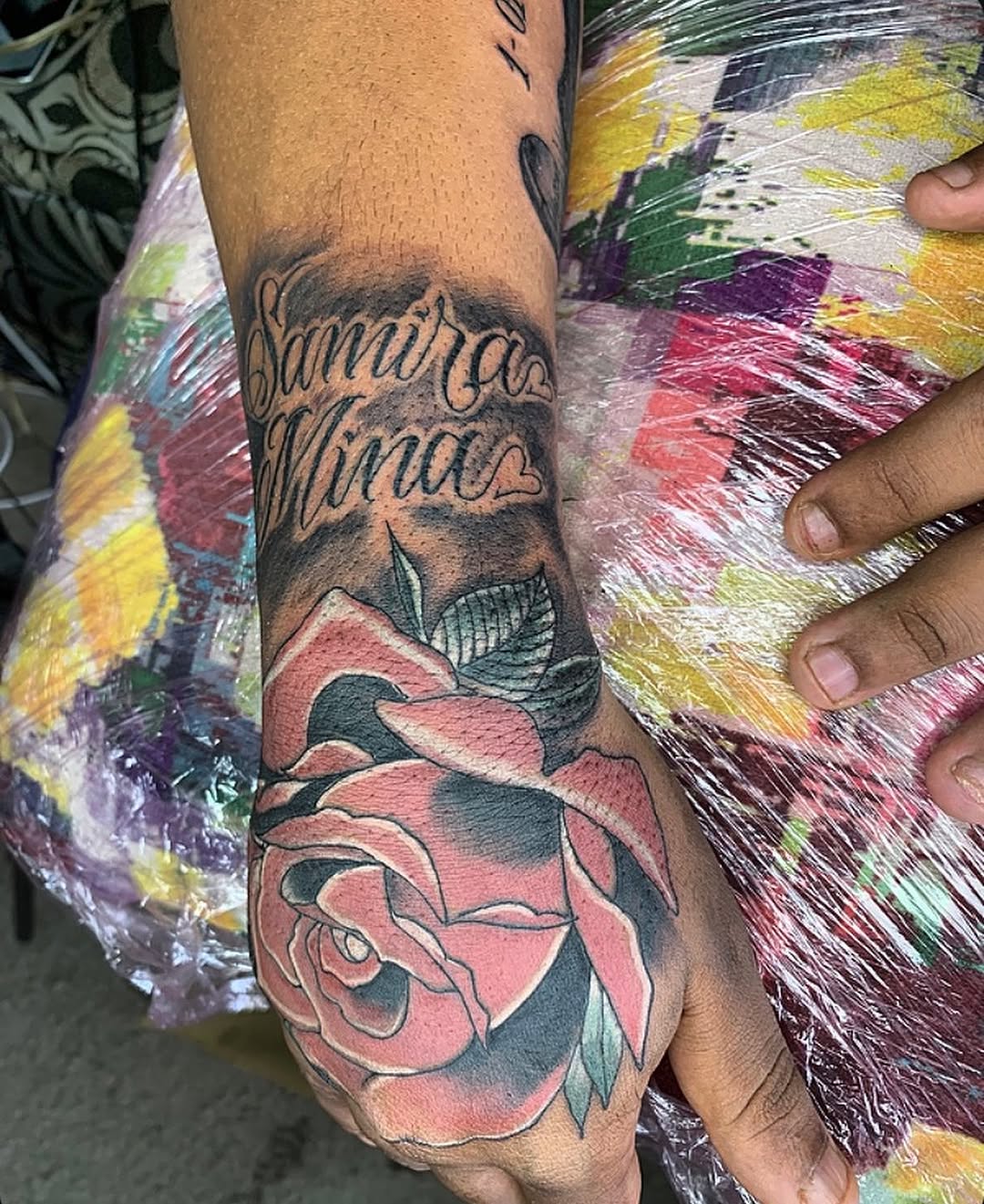 Tattoo by @merlin_inktattoo237 — lettering_script, realism