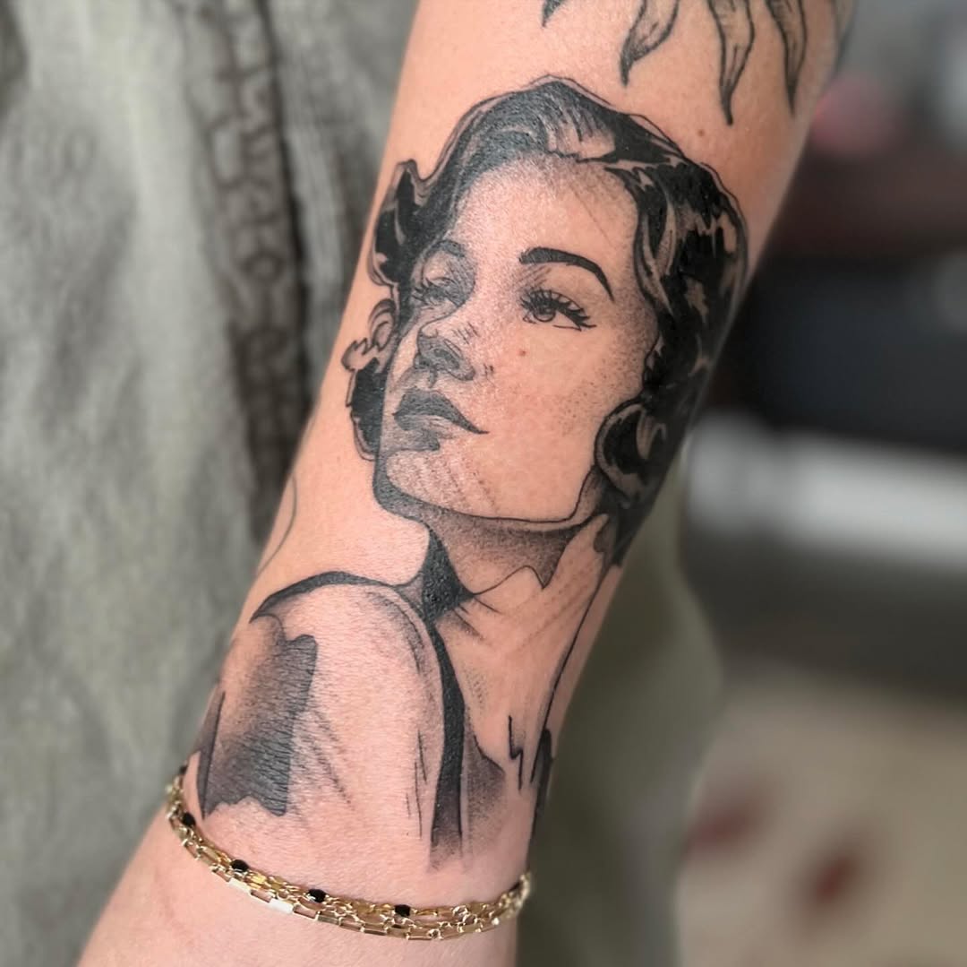 Tattoo by @denisegarner.art — black_and_grey, illustrative