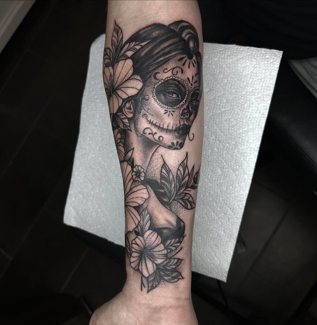 Tattoo by @wendys.ink — chicano, black_and_grey