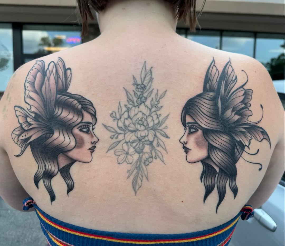 Tattoo by @inkedbycora — illustrative, black_and_grey