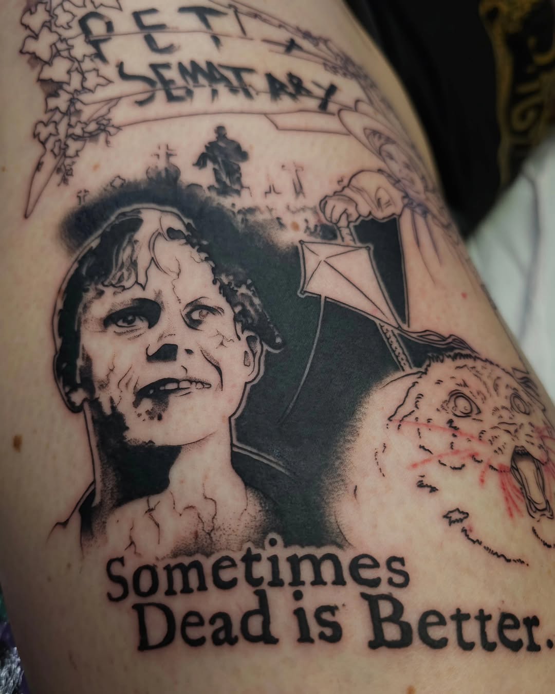 Tattoo by @tatoutofhell — black_and_grey, lettering_script