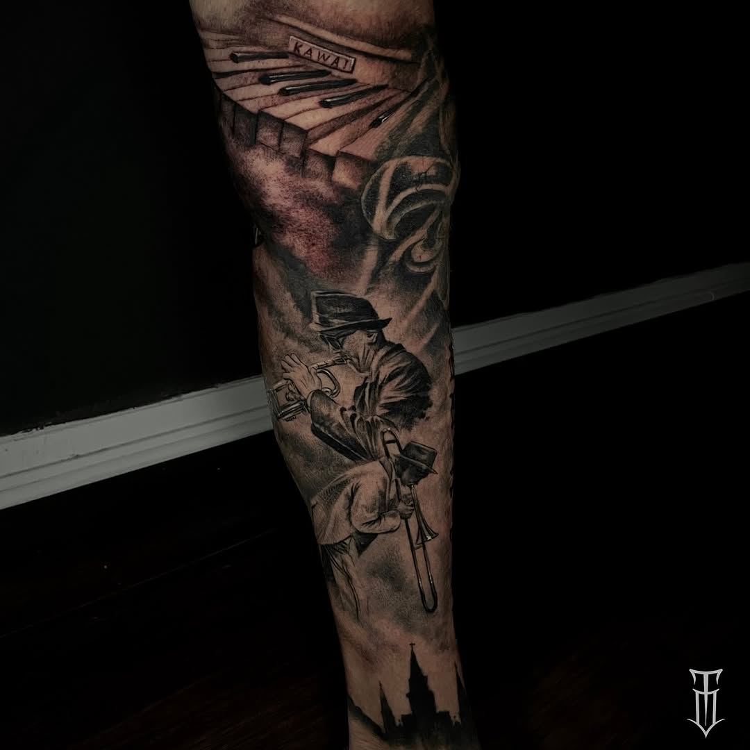 Tattoo by @shadesofpain1992 — realism, black_and_grey