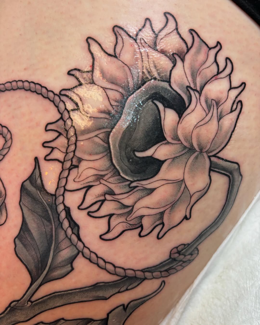 Tattoo by @rachelfostertattoos — illustrative, black_and_grey