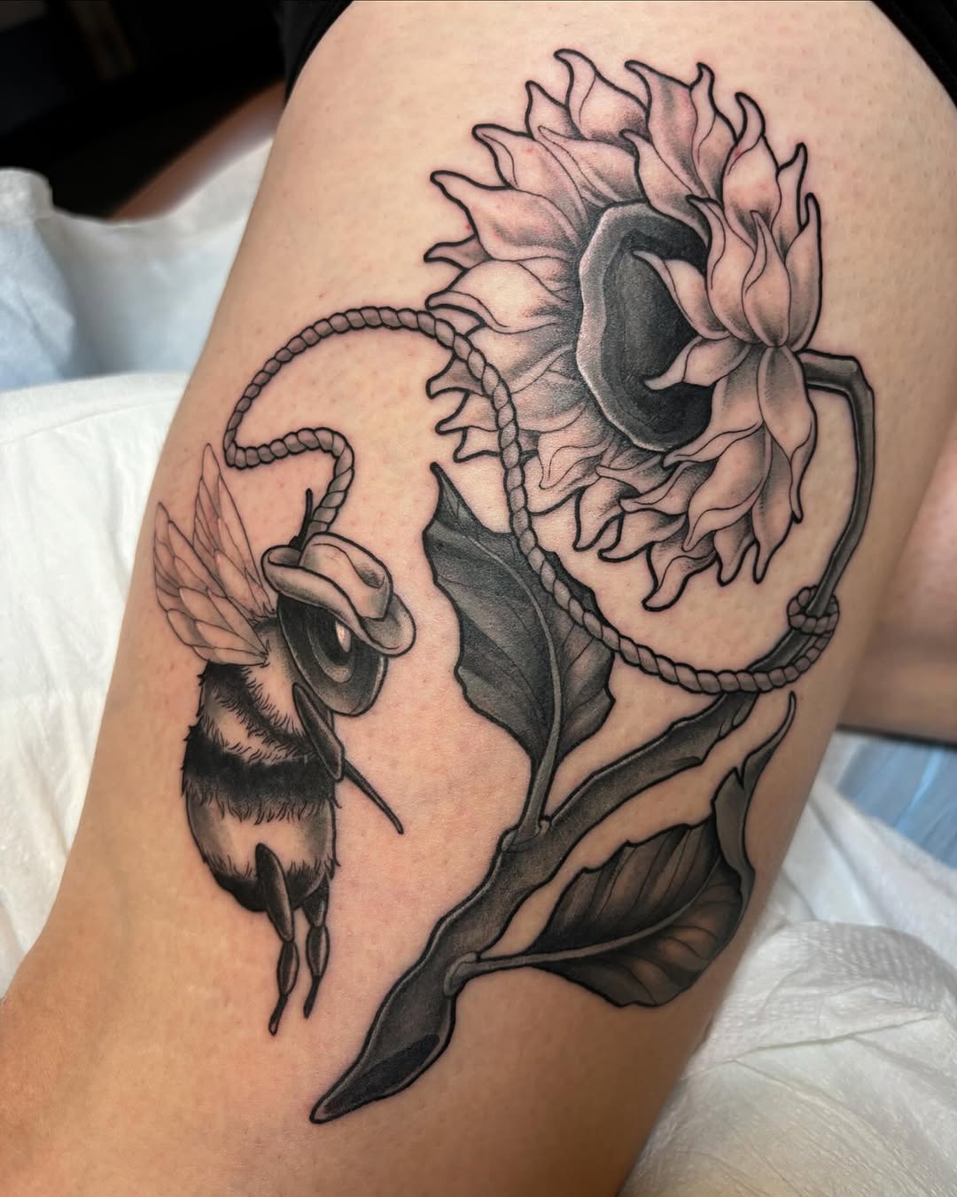 Tattoo by @rachelfostertattoos — illustrative, black_and_grey