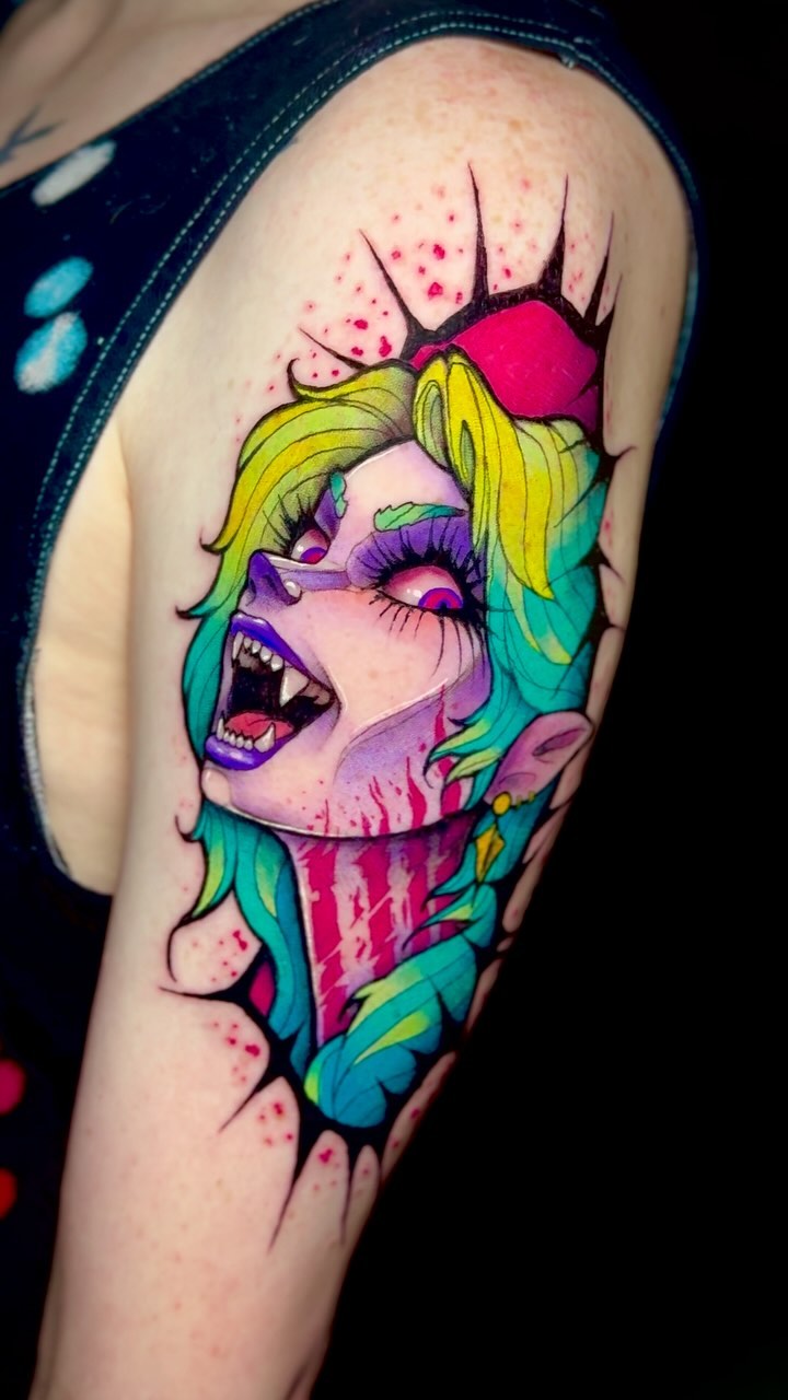 Tattoo by @zenfullart — new_school, trash_polka