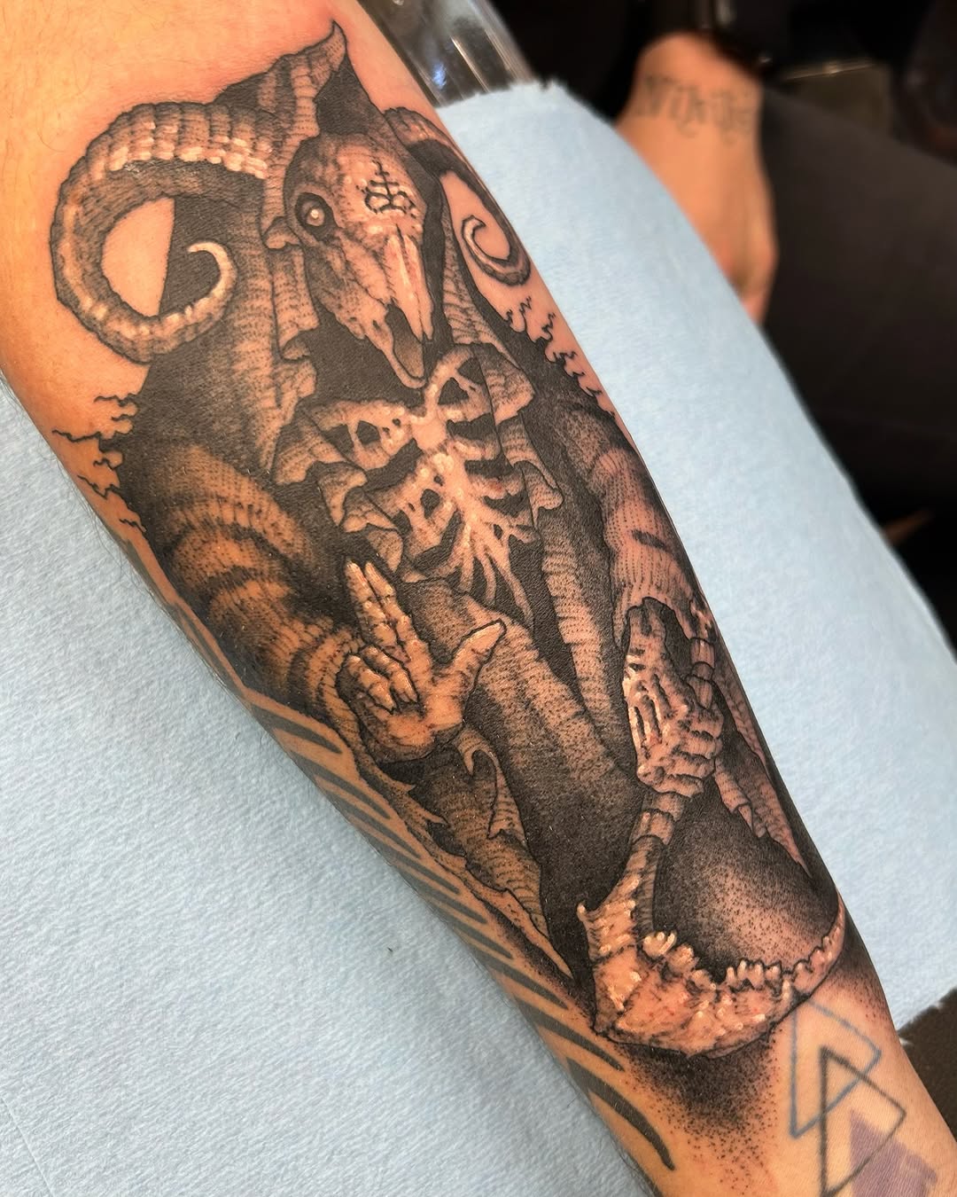 Tattoo by @trogdor_tattoo — blackwork, dark_realism