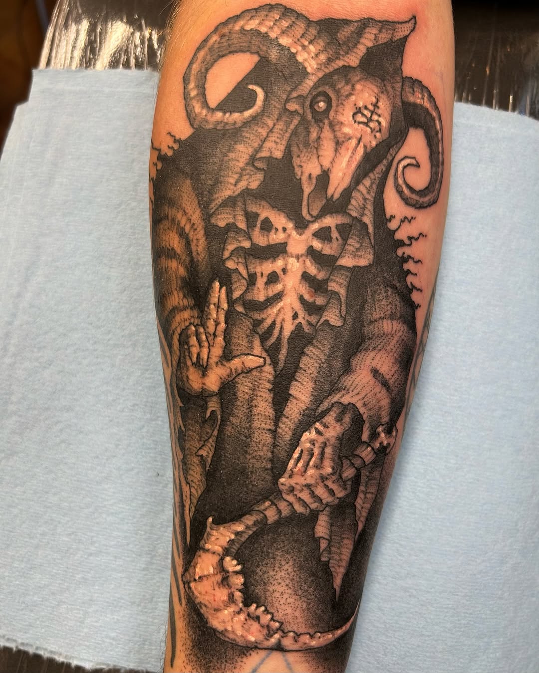 Tattoo by @trogdor_tattoo — blackwork, dark_realism