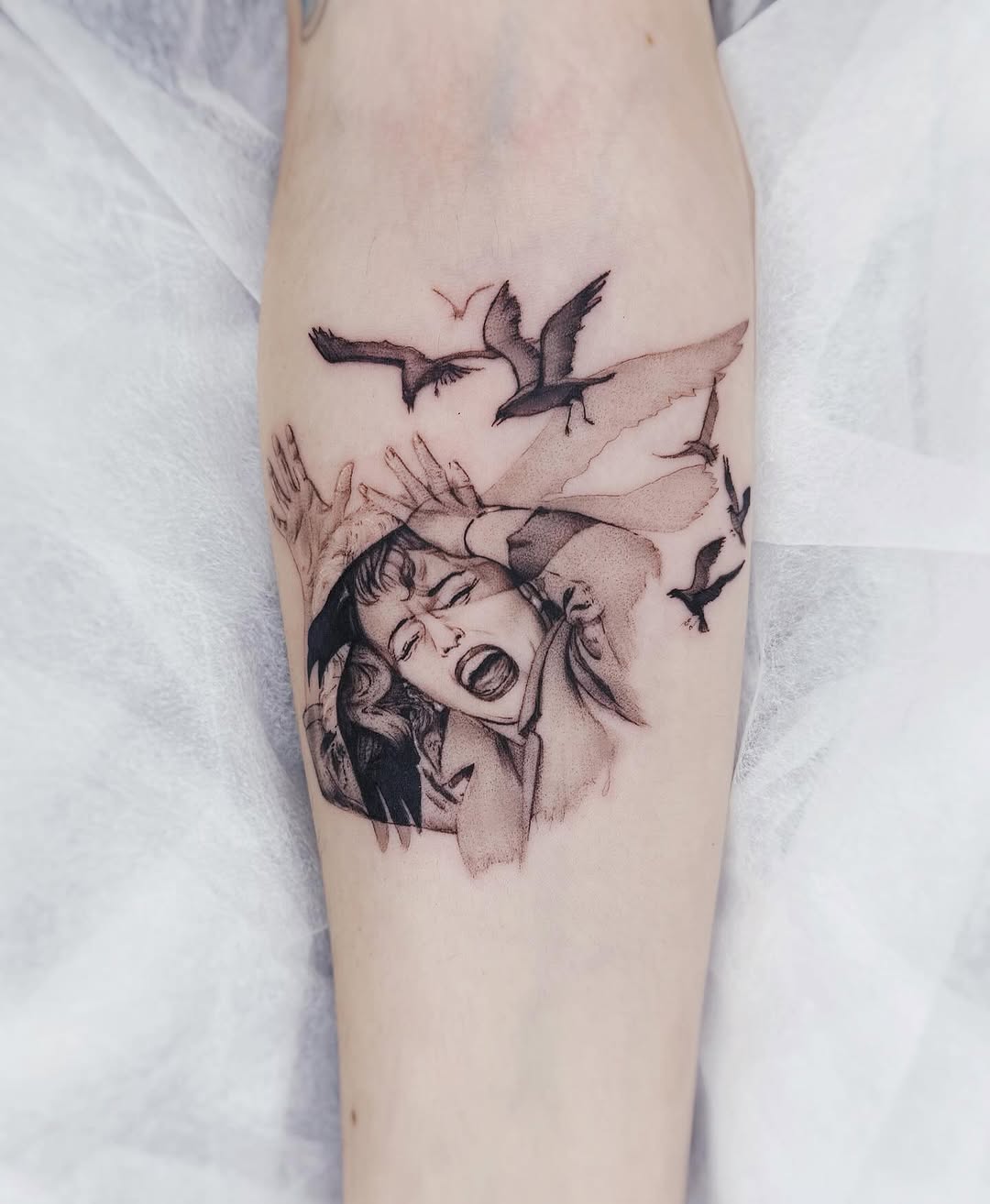 Tattoo by @lucyy.inked โ illustrative, black_and_grey