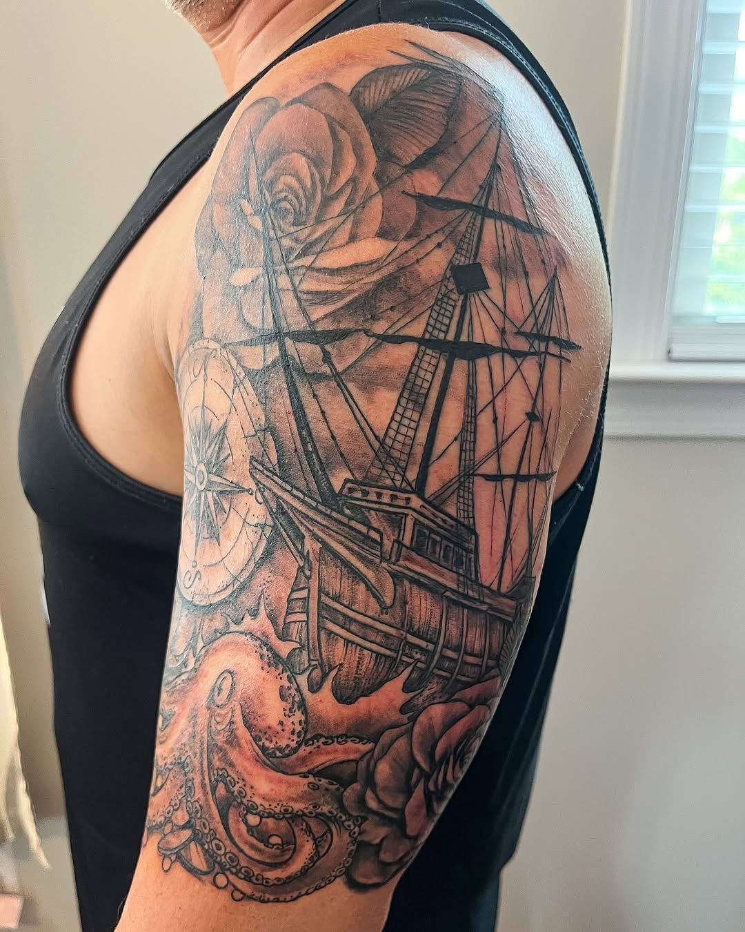 Tattoo by @janellecubatattoo — black_and_grey, realism