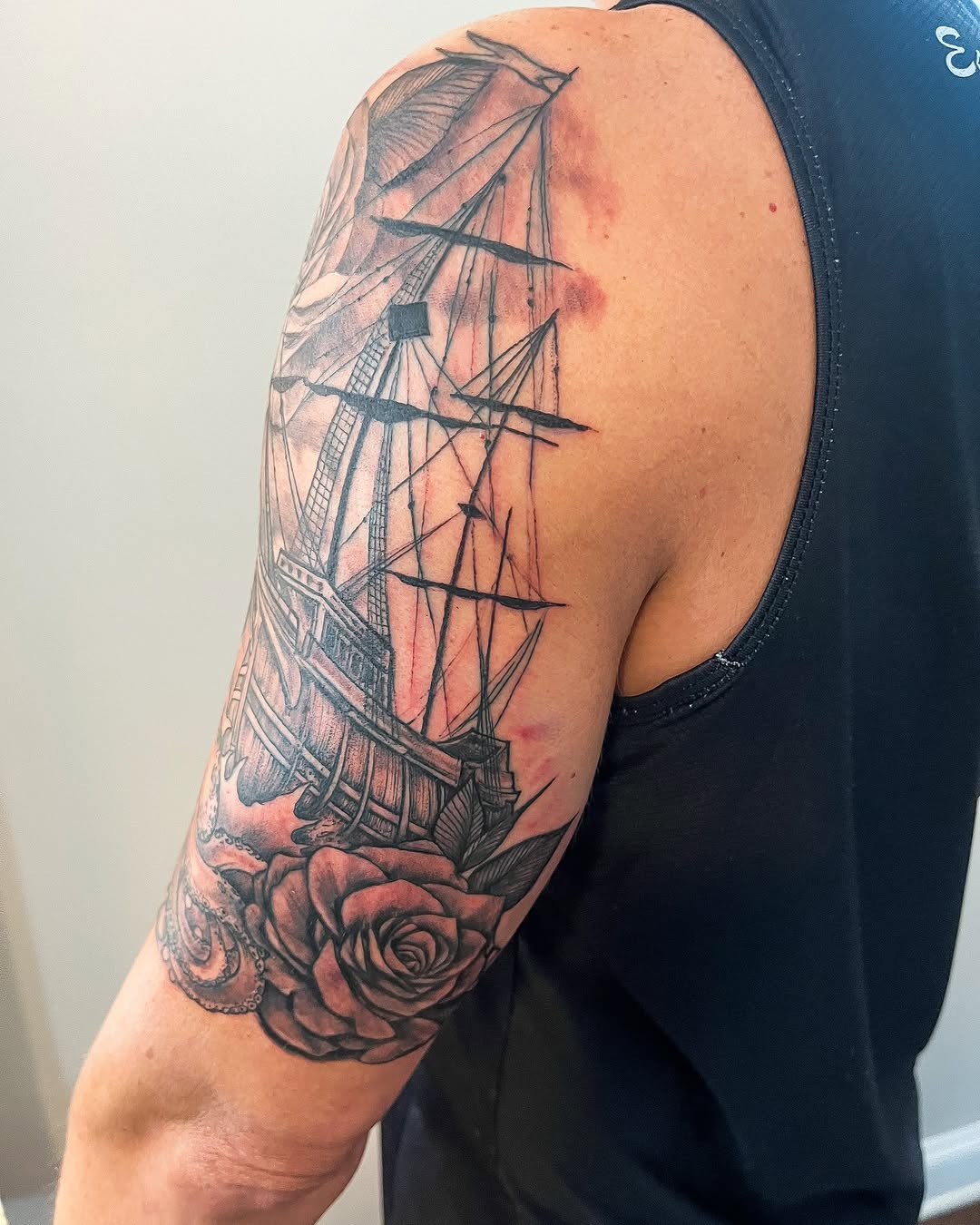 Tattoo by @janellecubatattoo — black_and_grey, realism