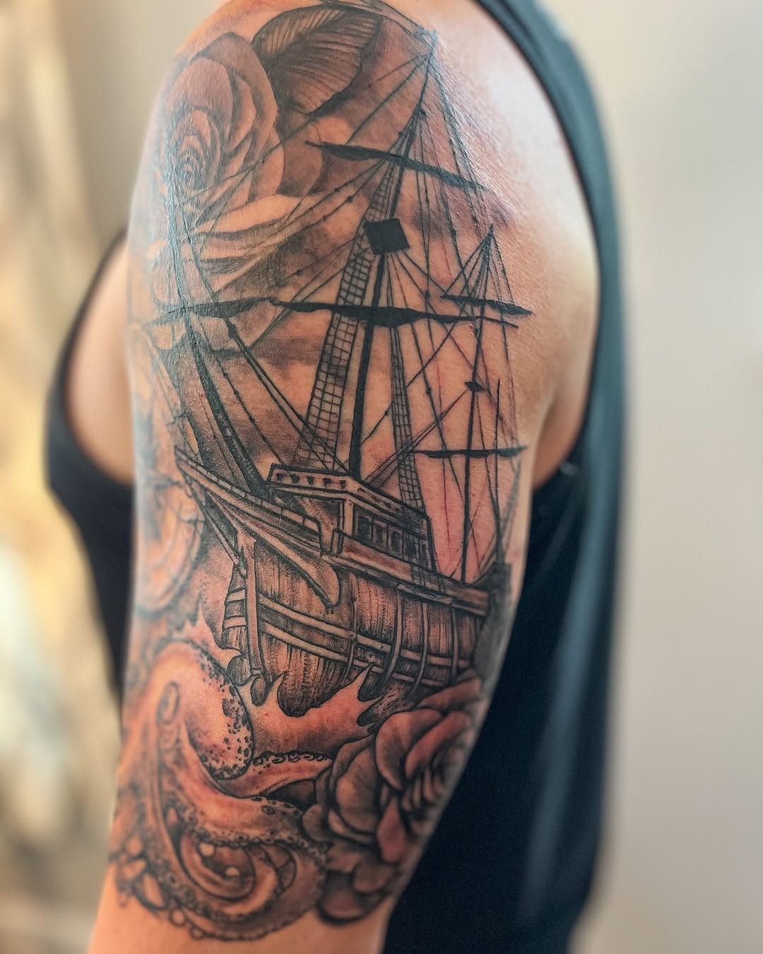 Tattoo by @janellecubatattoo — black_and_grey, realism