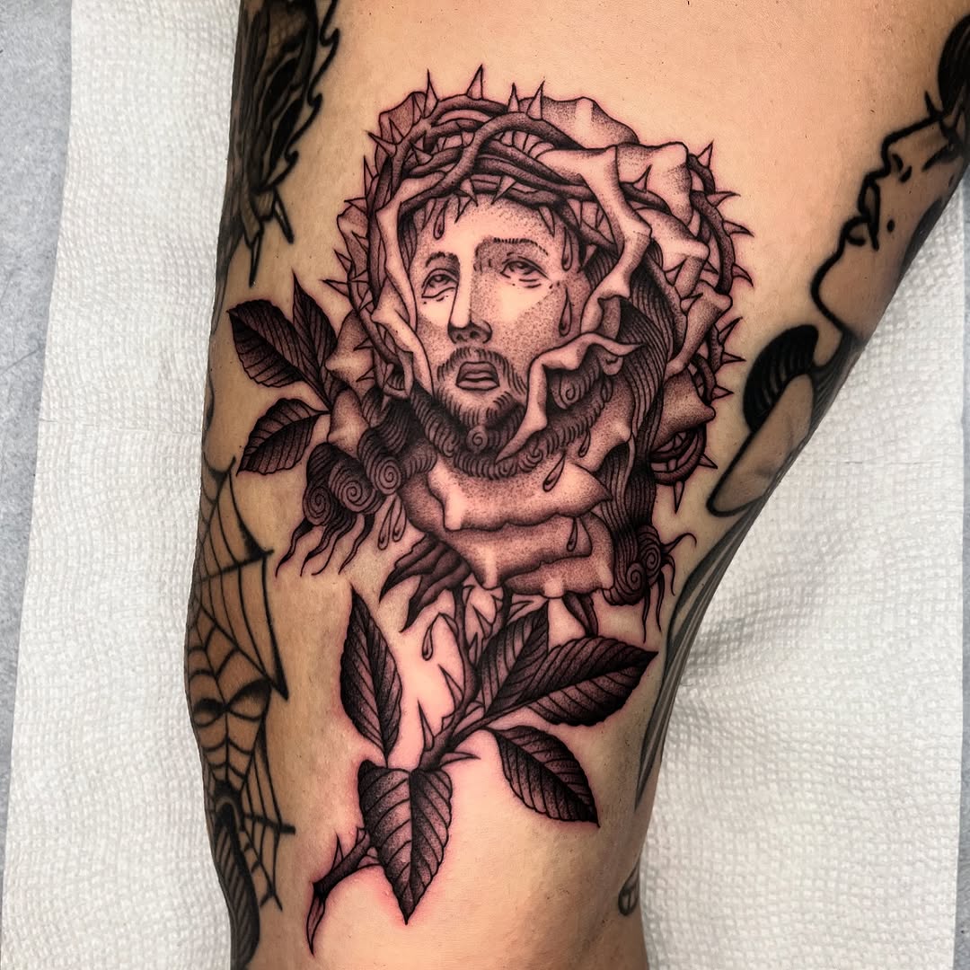 Tattoo by @jesus_pieces_ — black_and_grey, realism