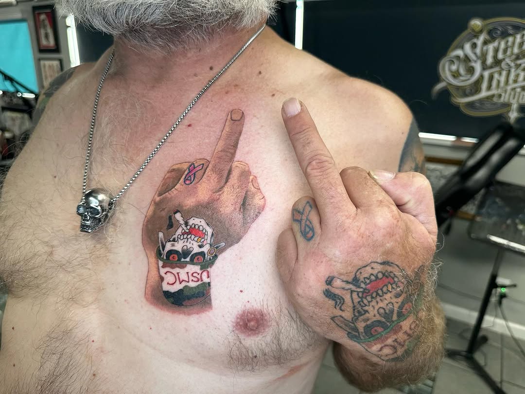 Tattoo by @saku_tattoo — new_school, trash_polka