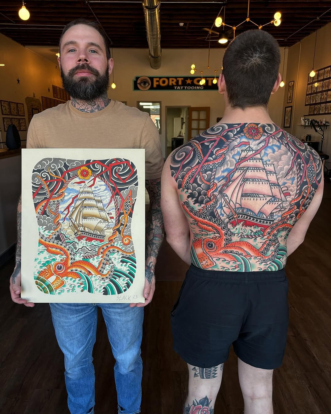 Tattoo by @jeffslacktattoo โ japanese_irezumi, american_traditional