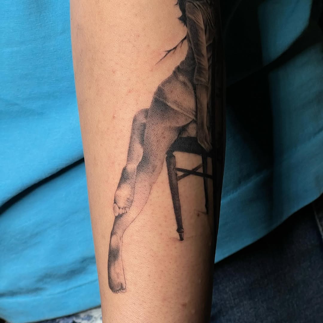 Tattoo by @ladyjutsu — realism, black_and_grey