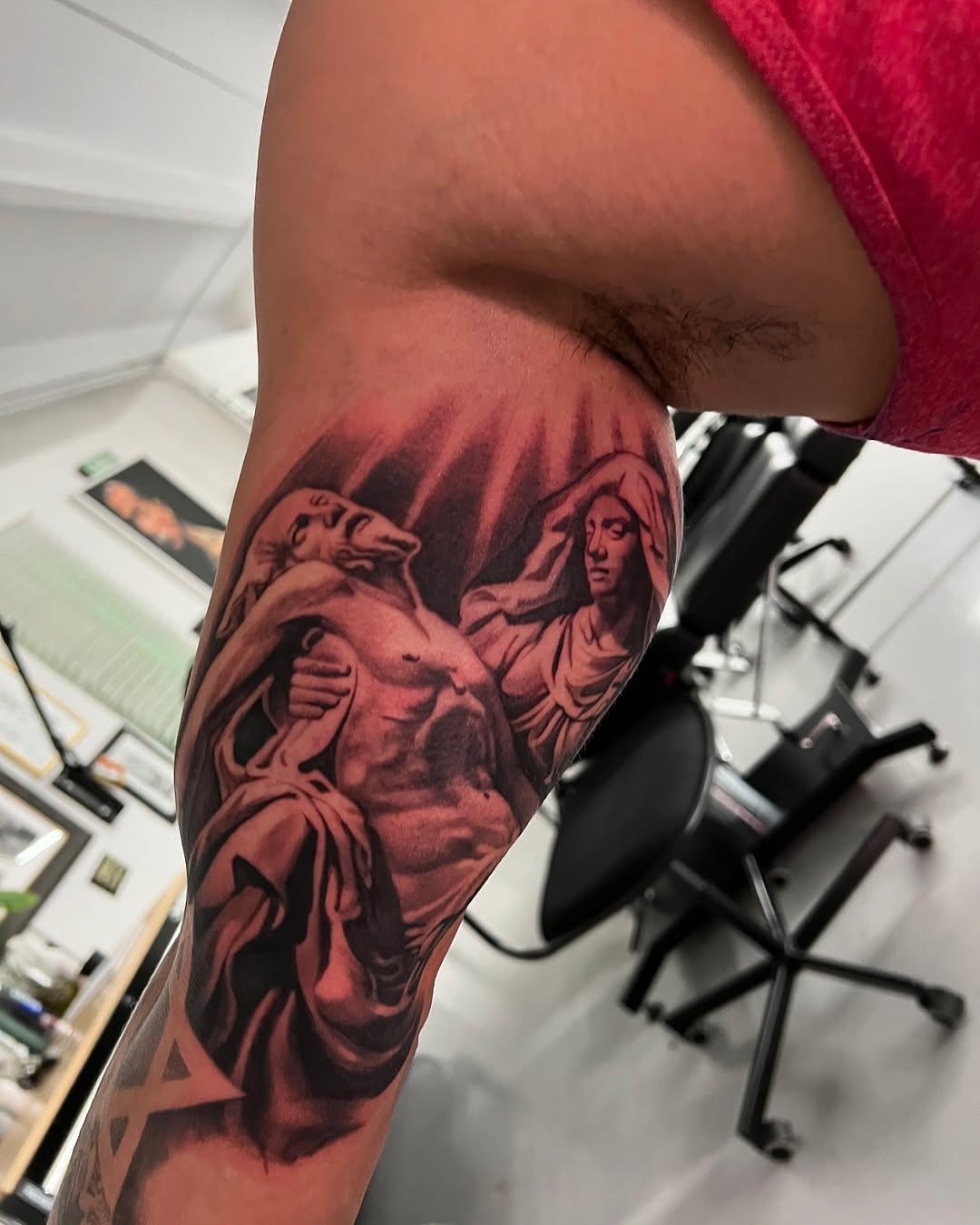 Tattoo by @gionastarace_tattoo โ realism, black_and_grey