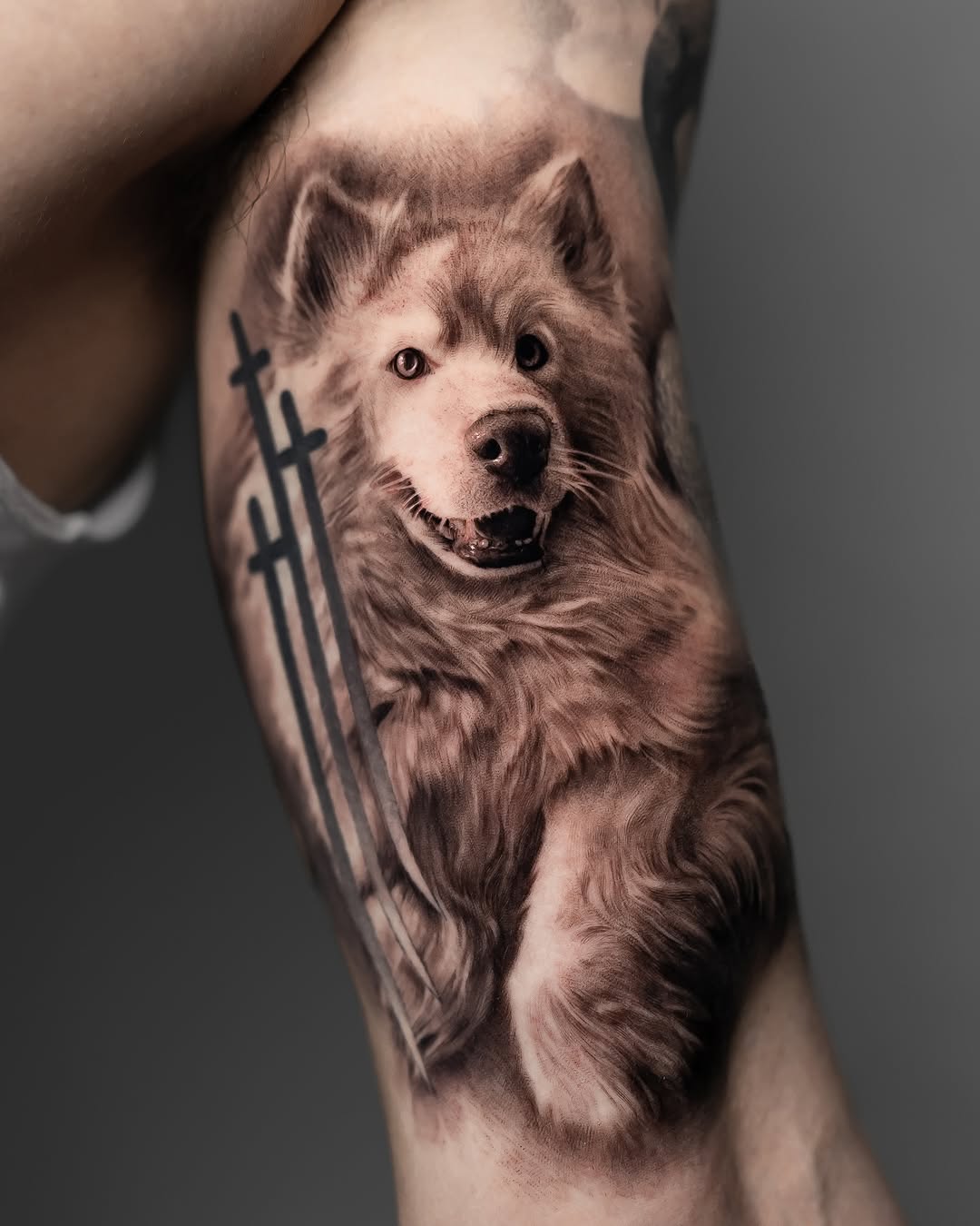 Tattoo by @gionastarace_tattoo โ realism, black_and_grey