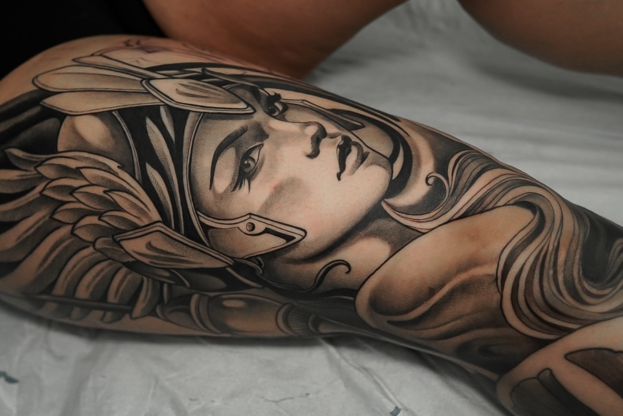 Tattoo by @jdmroxy_24 โ realism, black_and_grey