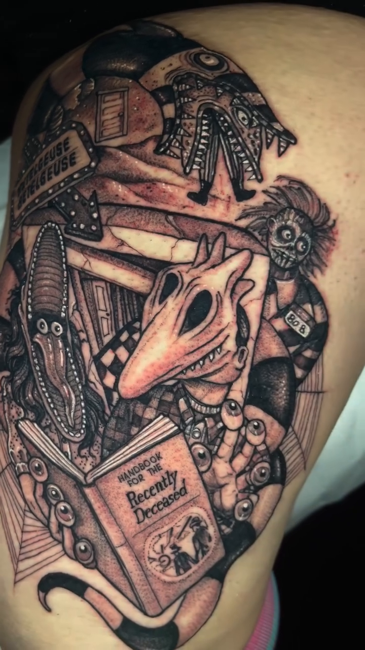 Tattoo by @carlygtattoos — dark_realism, trash_polka
