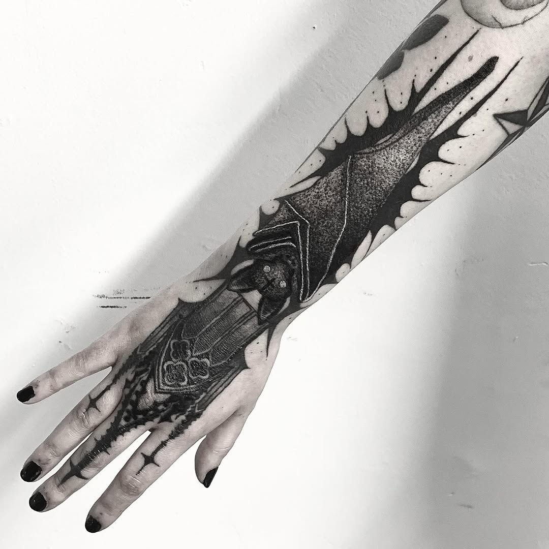 Tattoo by @gutsandink โ black_and_grey, dark_realism