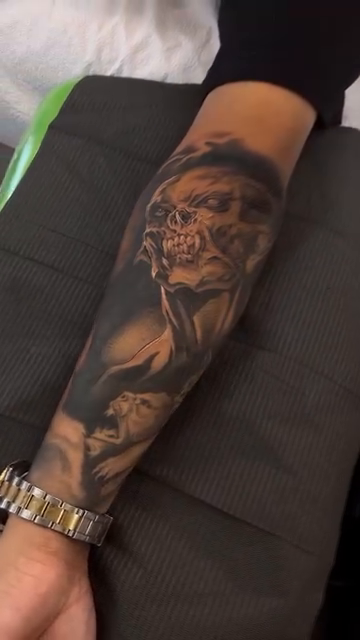 Tattoo by @joshcustomart — dark_realism, black_and_grey