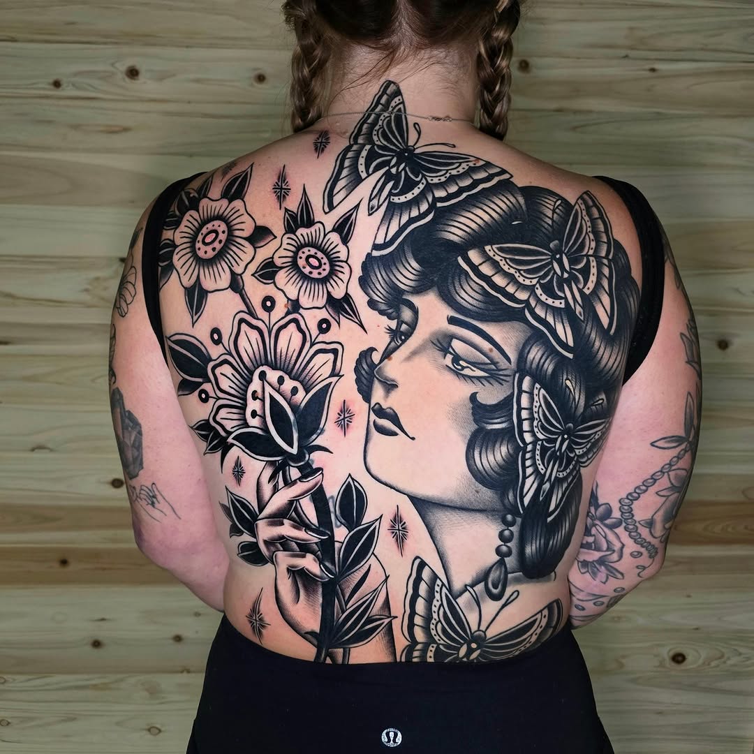 Tattoo by @fleurnoirestudio โ american_traditional, black_and_grey