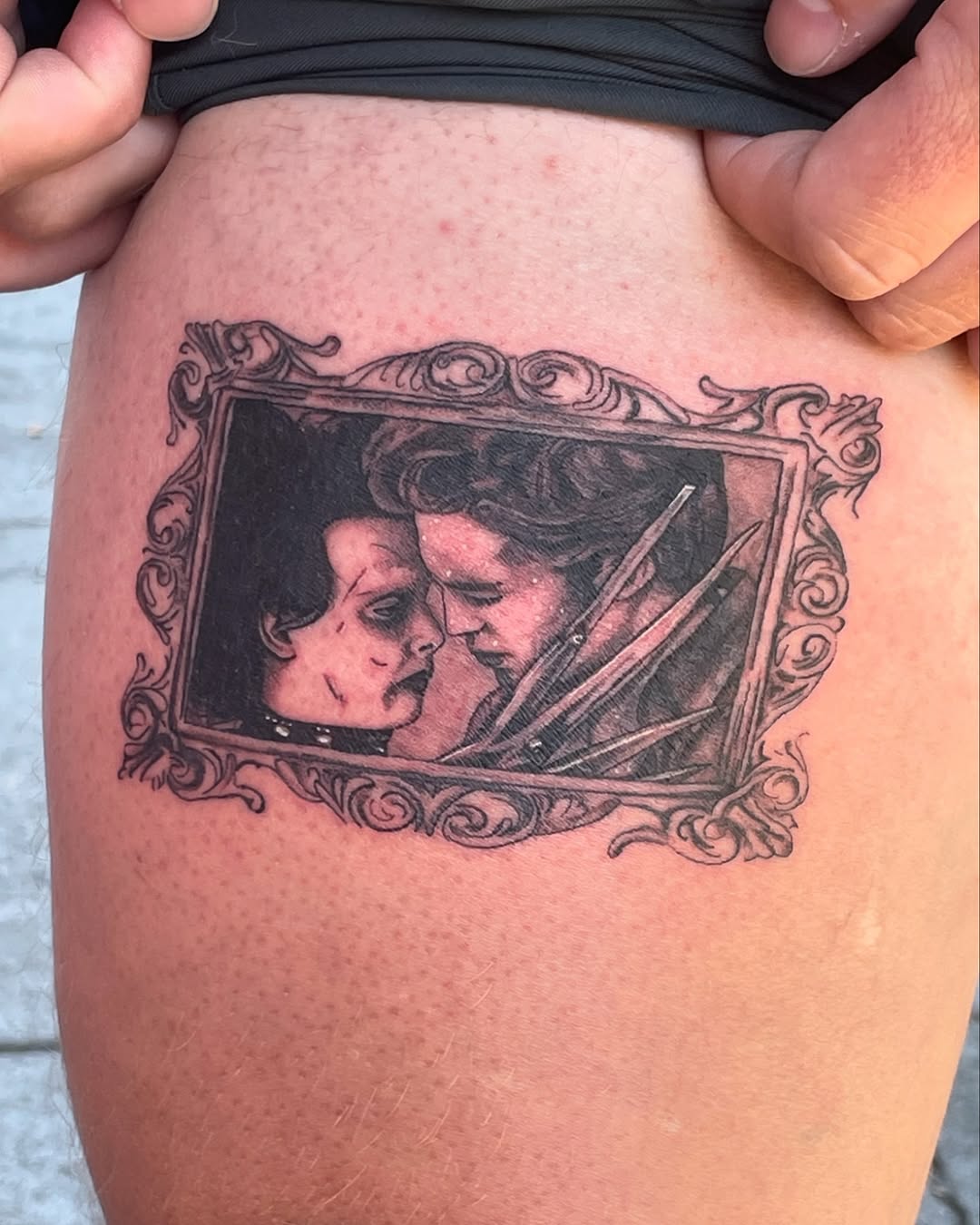 Tattoo by @m3ga.p1xlz — realism, black_and_grey