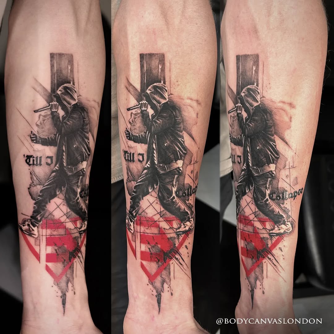Tattoo by @margs_ink.girl โ trash_polka, black_and_grey
