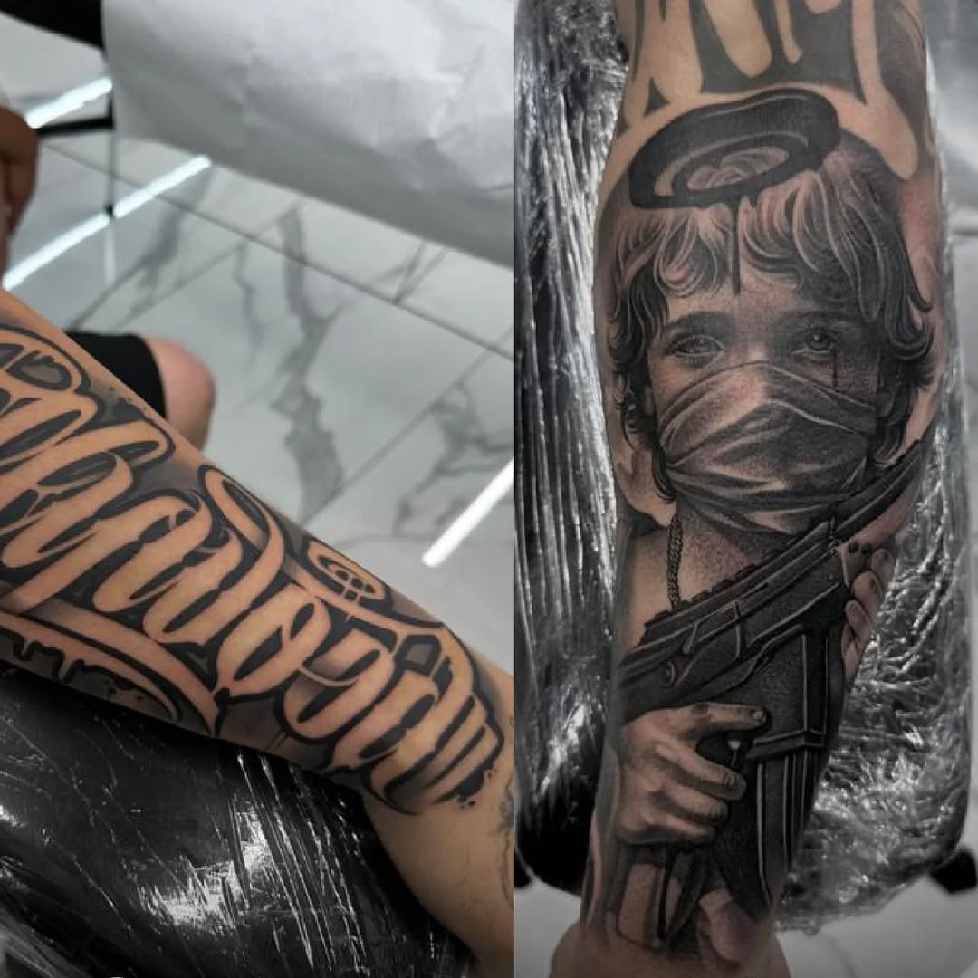 Tattoo by @angelstat2 — black_and_grey, realism