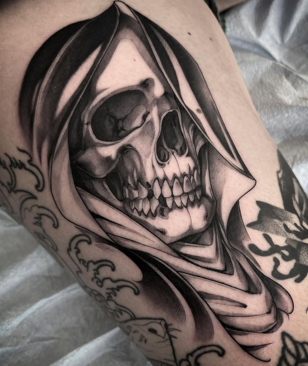 Tattoo by @squirestrahan — black_and_grey, realism