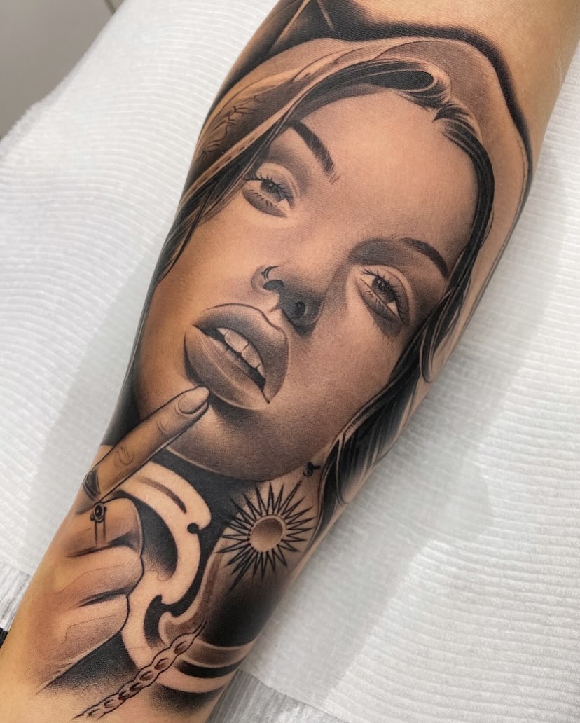 Tattoo by @eyesicktattooos — realism, black_and_grey