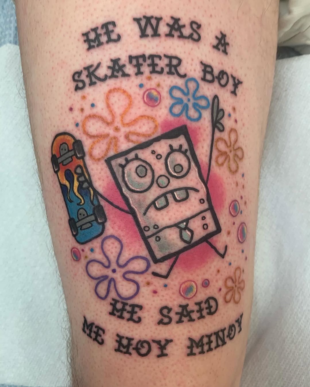 Tattoo by @chainsmokinmeg — new_school, lettering_script