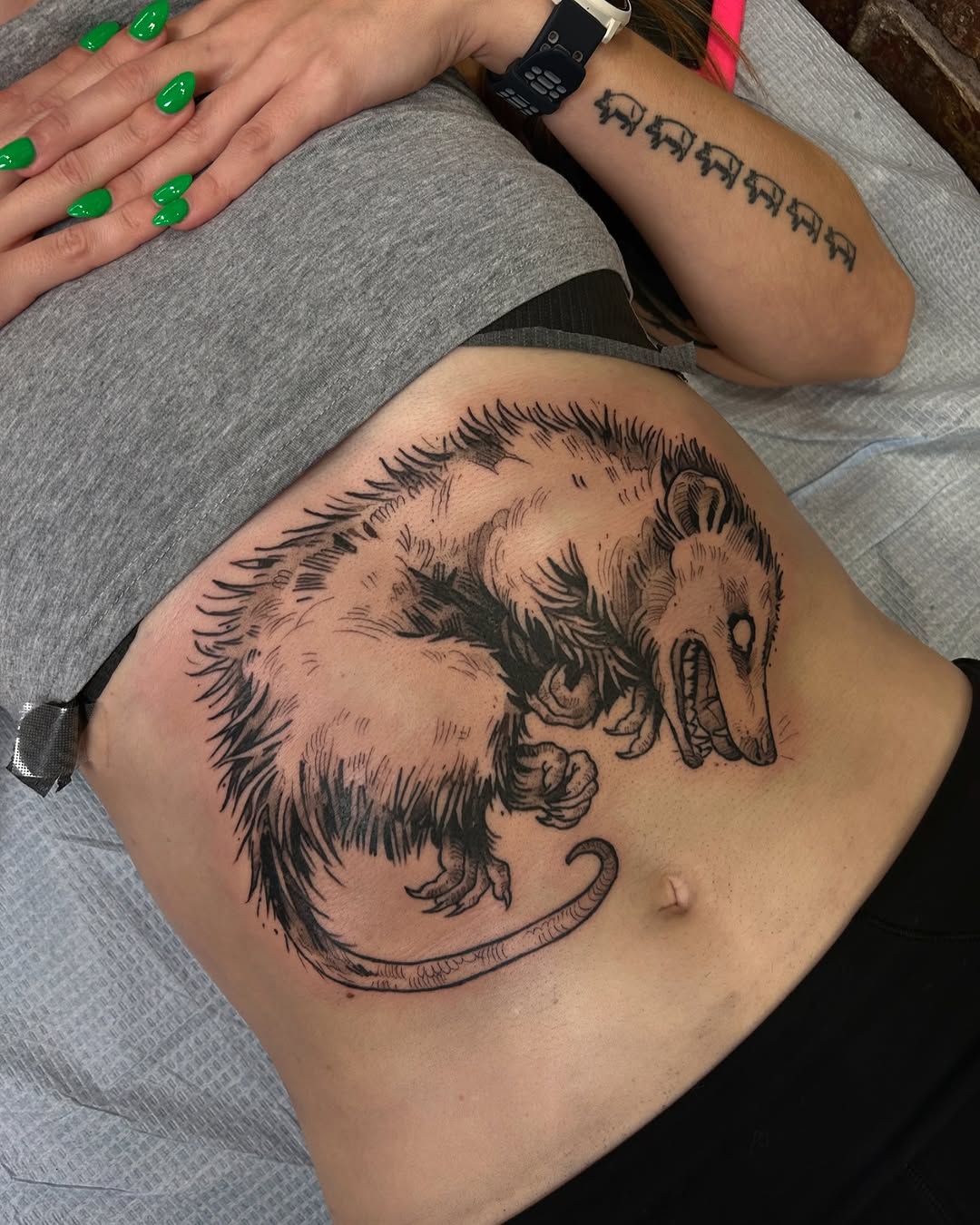 Tattoo by @baldpeaches — black_and_grey, illustrative