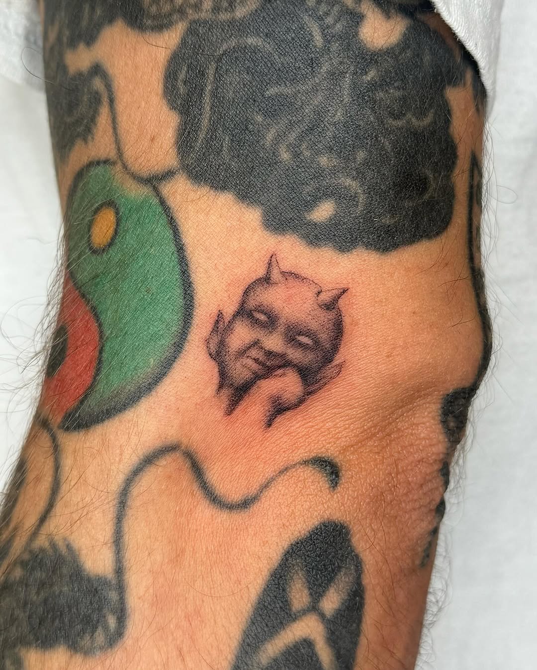 Tattoo by @mr.smiley___ — illustrative, black_and_grey