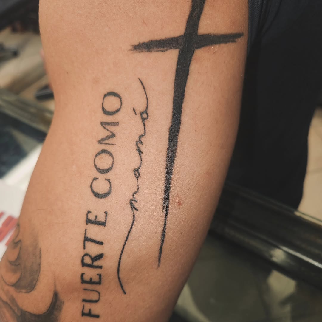 Tattoo by @lopez.j.tattoos โ lettering_script, blackwork