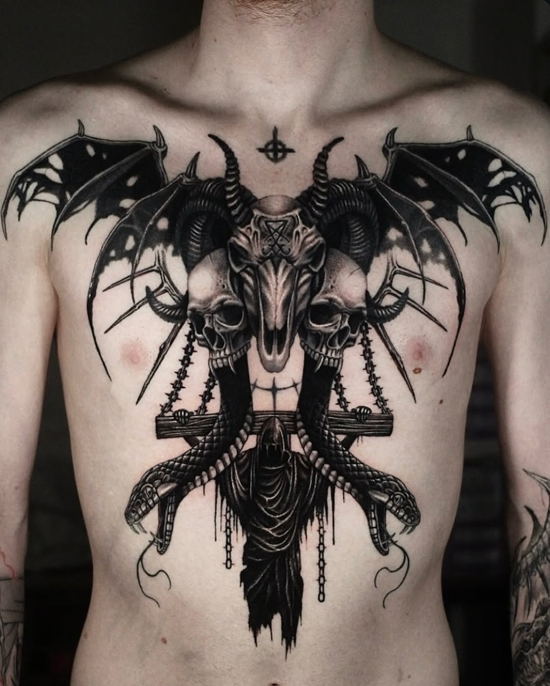 Tattoo by @h.black_ink — dark_realism, blackwork