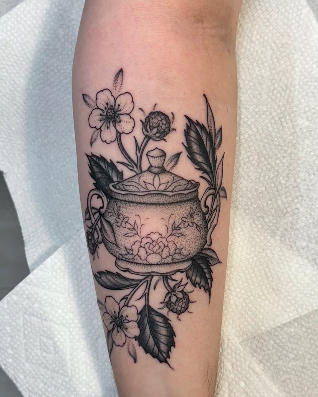 Tattoo by @blackworkboston — black_and_grey, dotwork