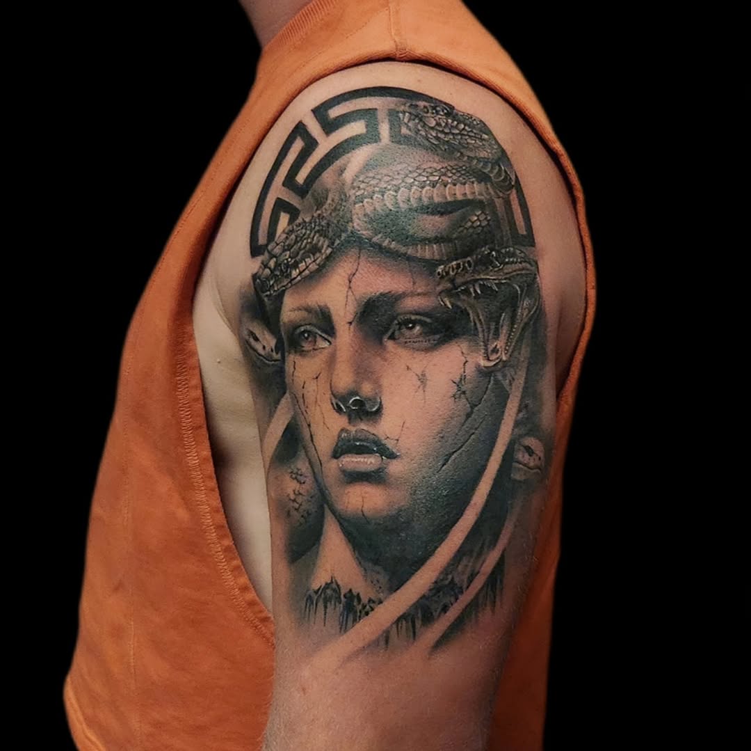 Tattoo by @shane_pstattoo — realism, black_and_grey