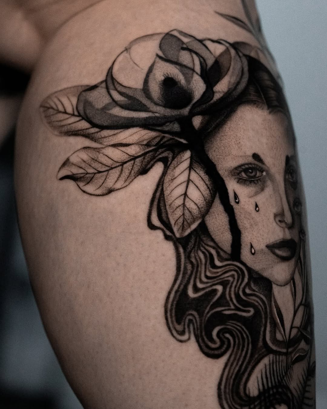Tattoo by @bluebird.ink β black_and_grey, realism