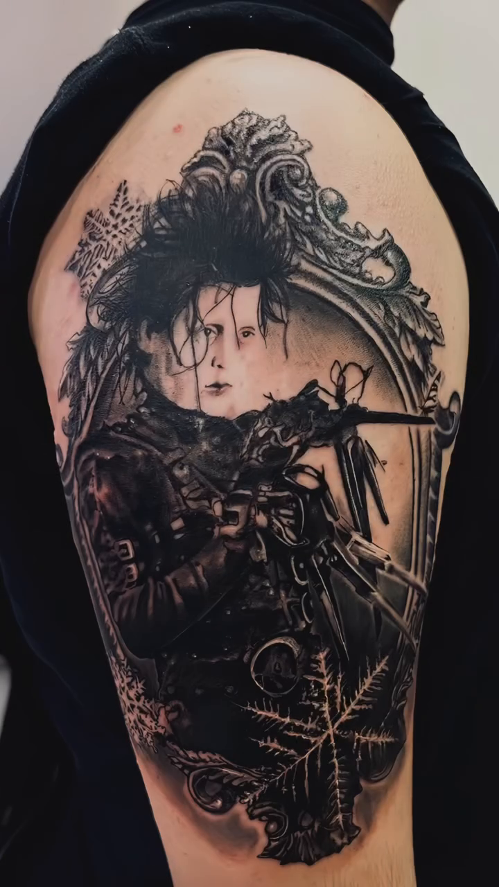 Tattoo by @cherryrose.ink — dark_realism, black_and_grey