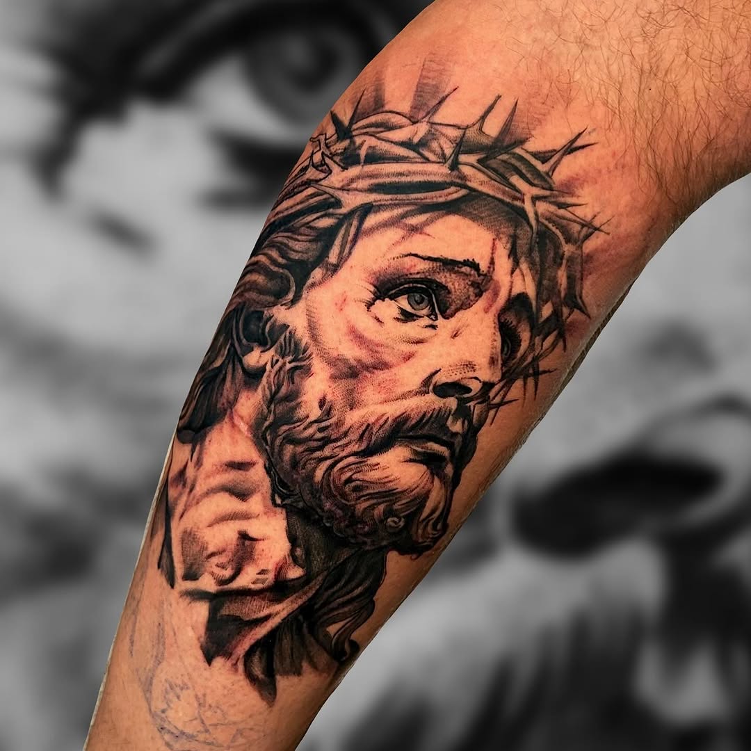 Tattoo by @dalton_king_tattoos — realism, black_and_grey
