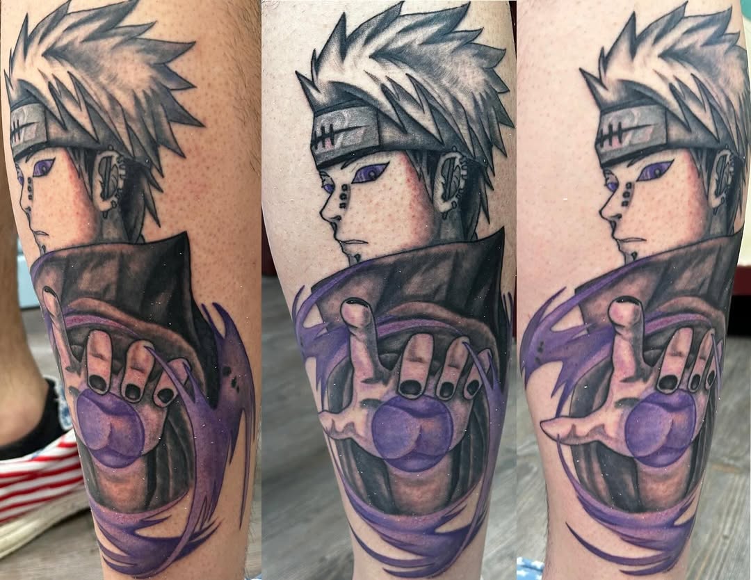Tattoo by @tattoosorsumn — anime, black_and_grey