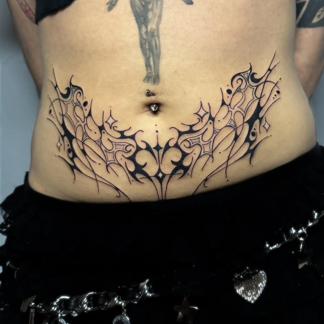 Tattoo by @kittystitches.ink — blackwork, ornamental
