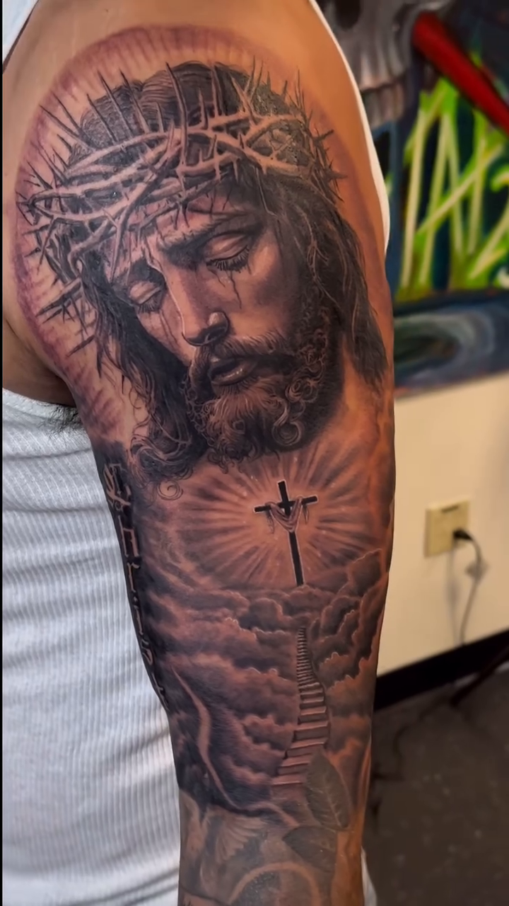 Tattoo by @tovar_tattoos — realism, black_and_grey