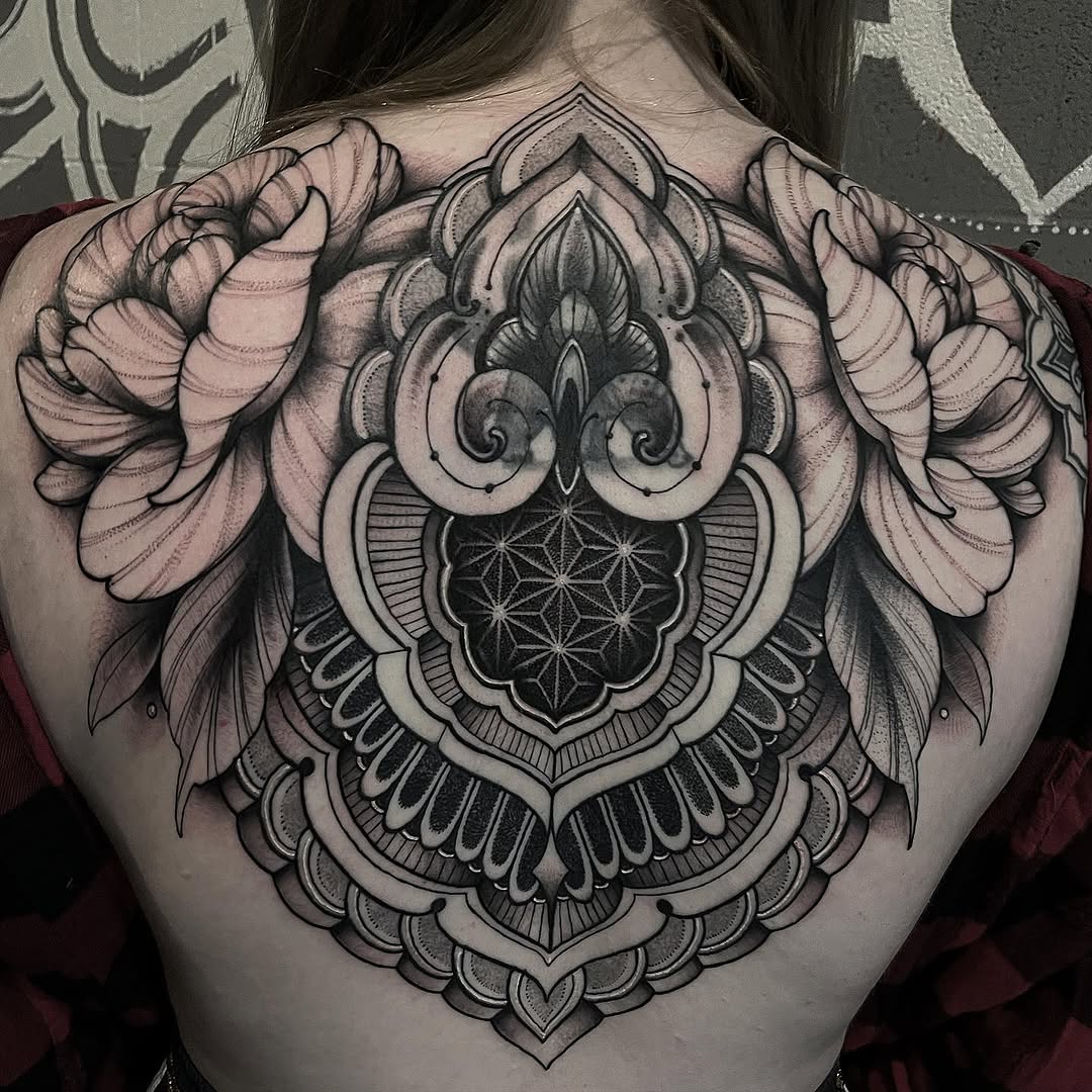 Tattoo by @slim_reaper_tattoos — black_and_grey, ornamental