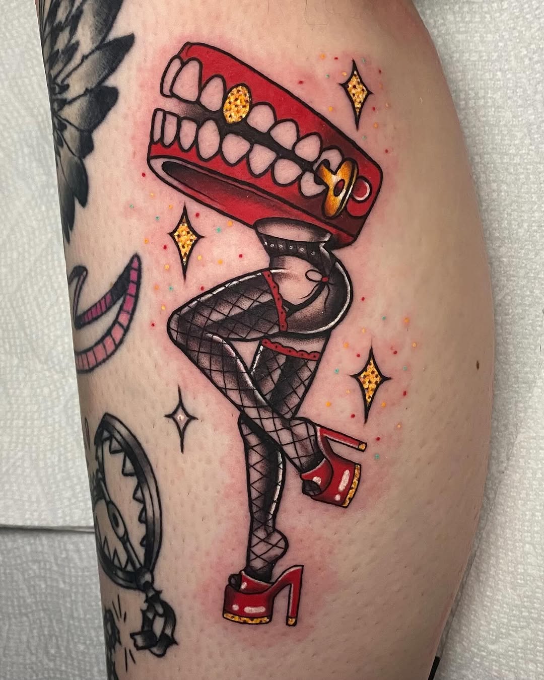 Tattoo by @virginiasamtattoo — new_school, trash_polka