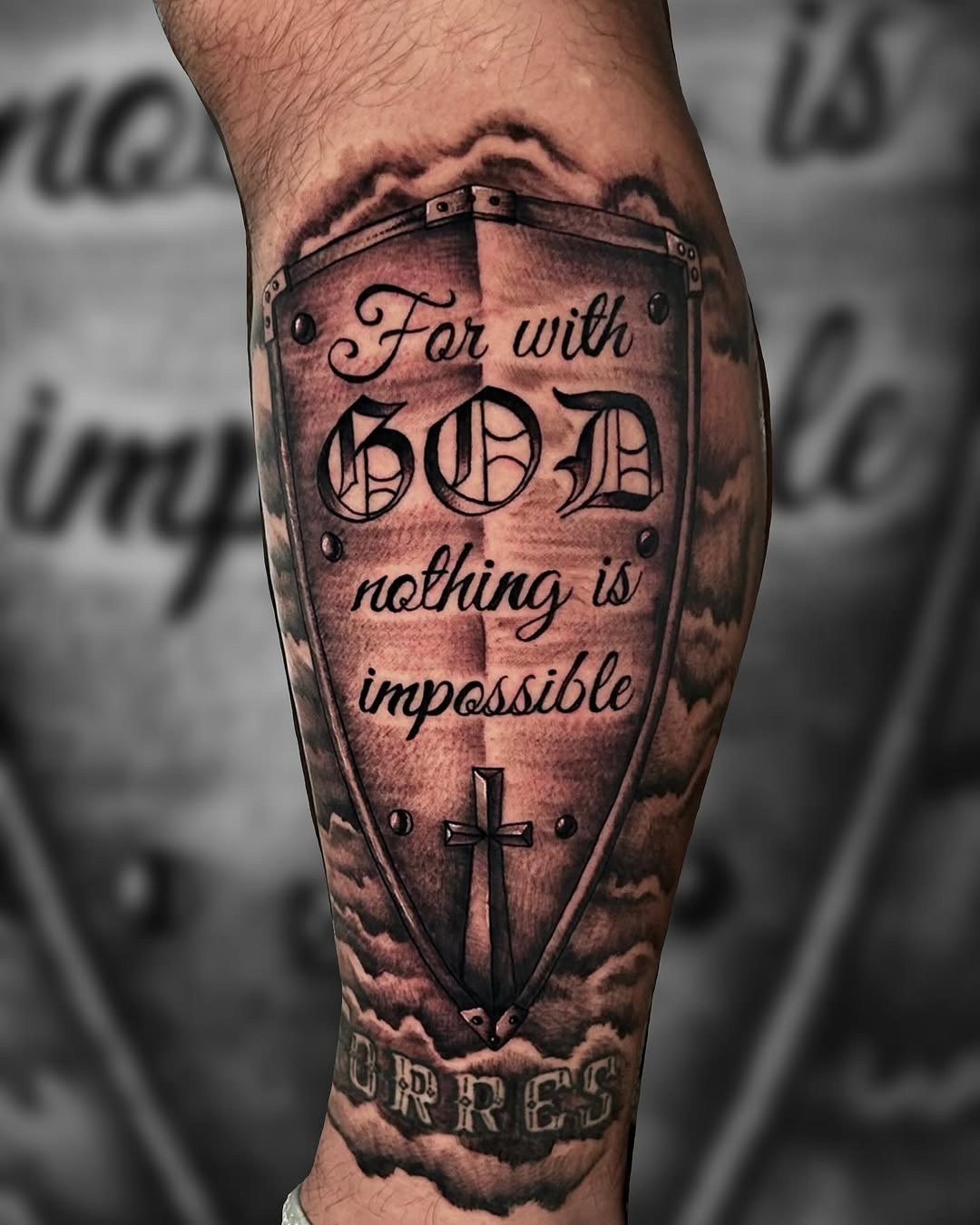 Tattoo by @dalton_king_tattoos — lettering_script, black_and_grey