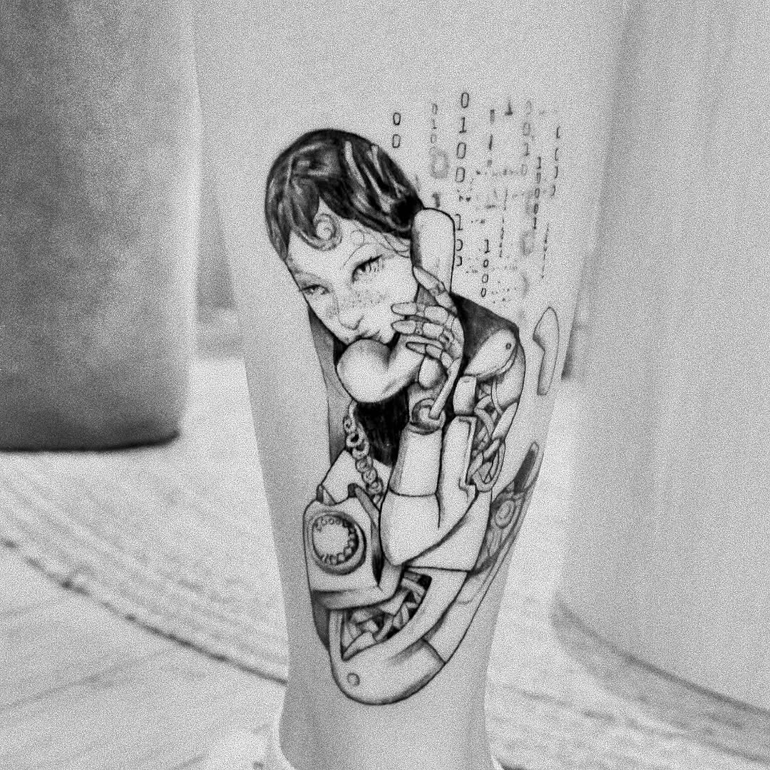 Tattoo by @kuropink_tattoo — black_and_grey, illustrative