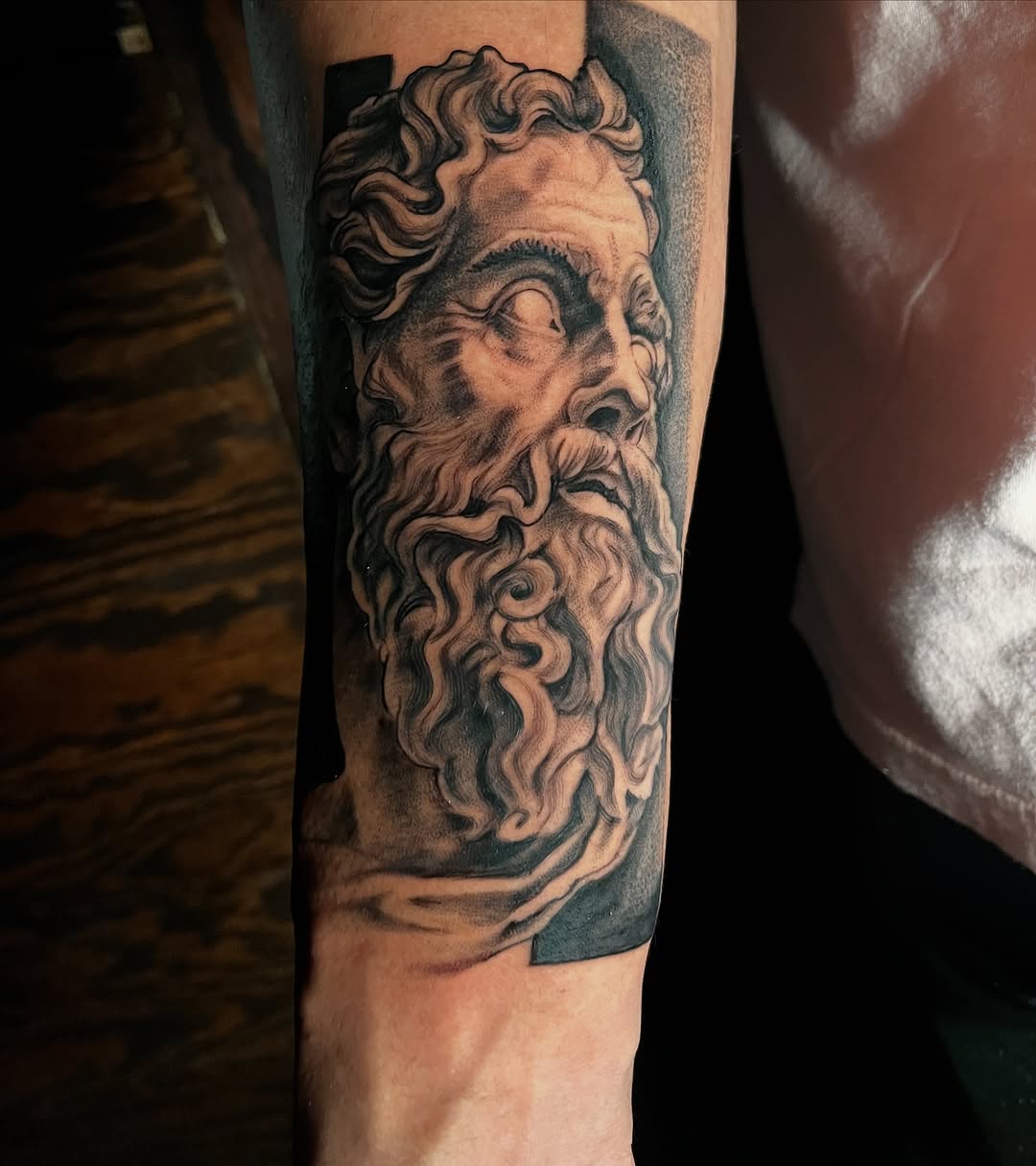 Tattoo by @zurdtauroink — realism, black_and_grey